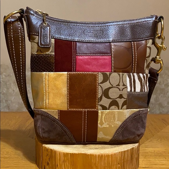 Coach Handbags - COACH Messenger Suede Holiday Patchwork Crossbody